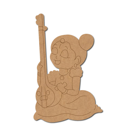Woman With Sitar Pre Marked MDF Design 3