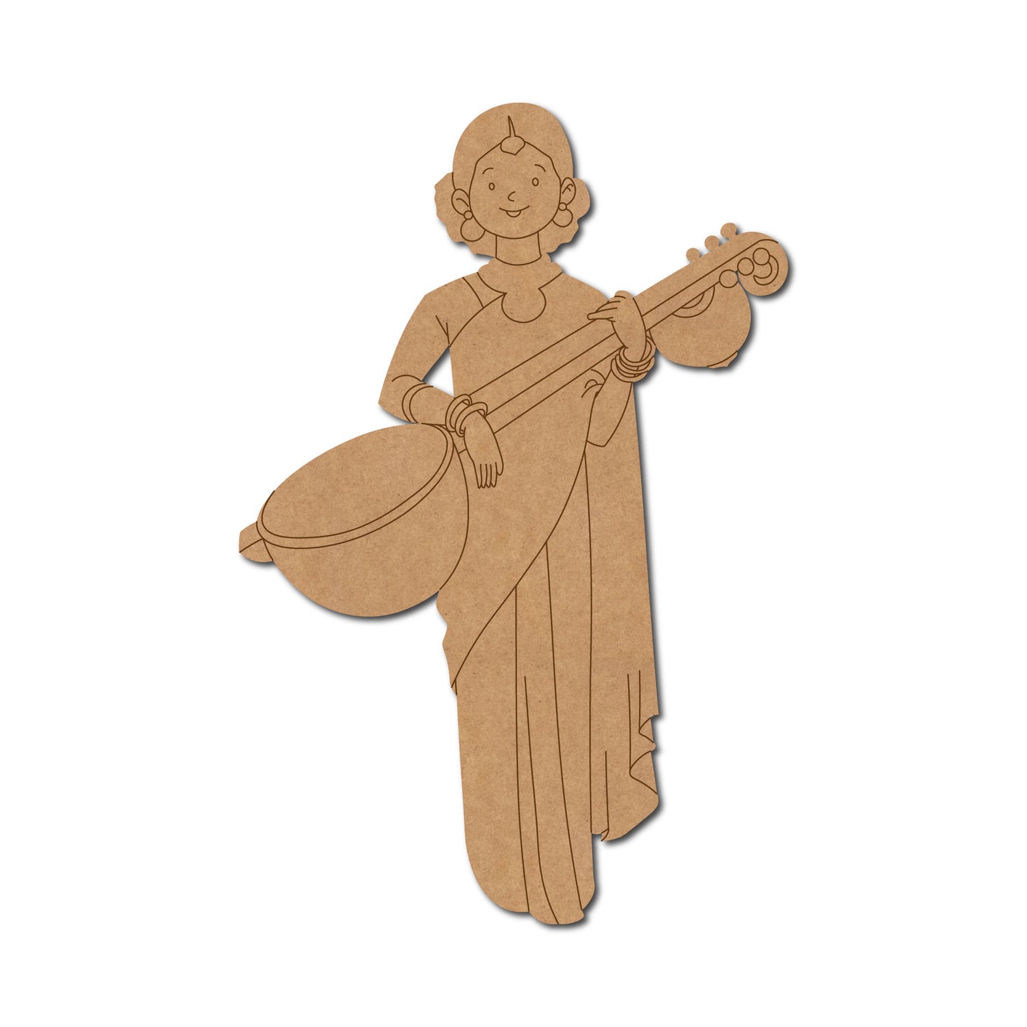 Woman With Sitar Pre Marked MDF Design 4