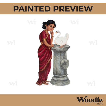 Woman With Swan Pre Marked MDF Design 1