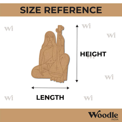 Woman With Veena Pre Marked MDF Design 1