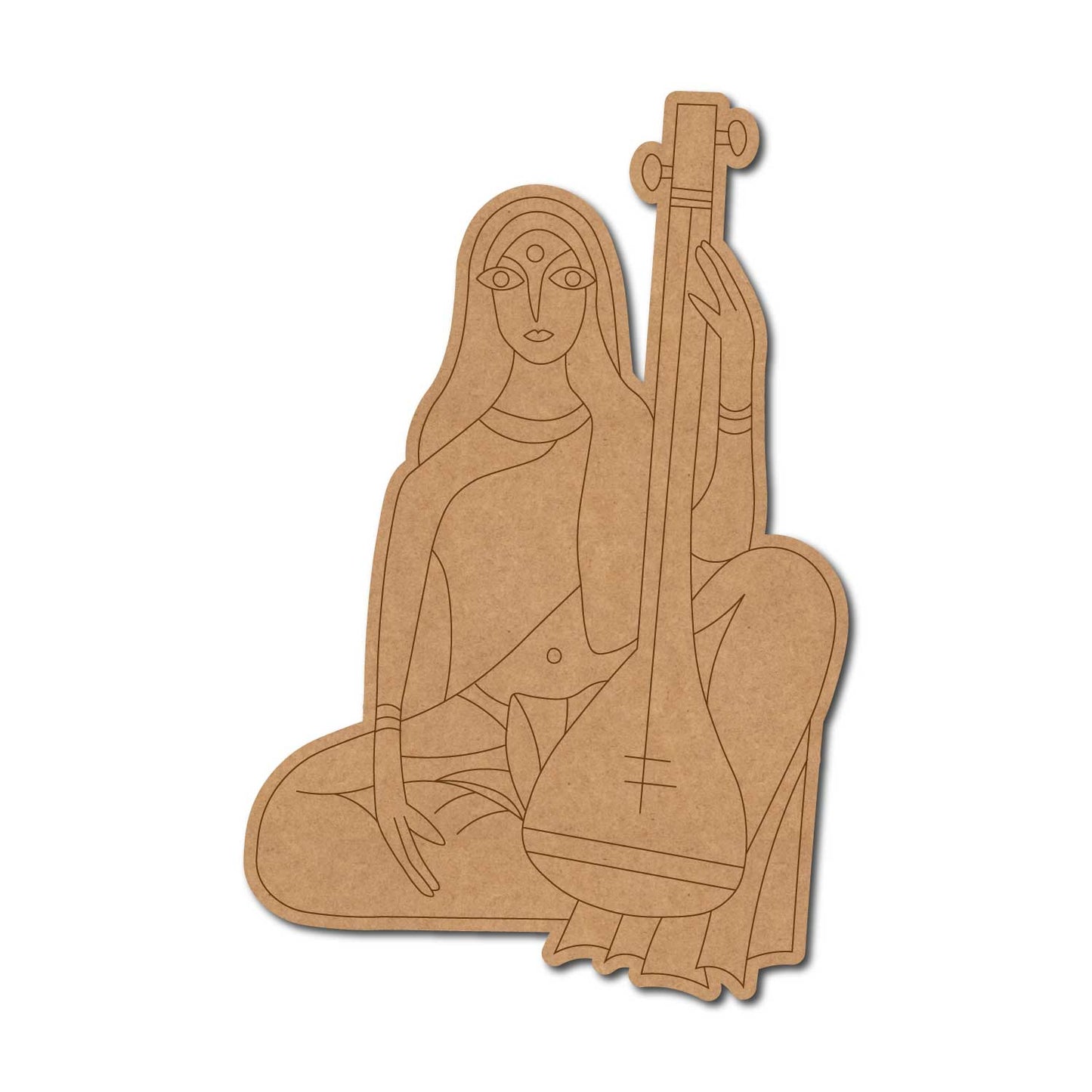 Woman With Veena Pre Marked MDF Design 1