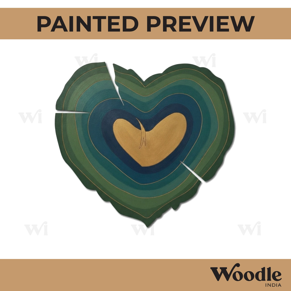 Wooden Log Slice Heart Pre Marked MDF Design 1