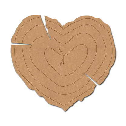 Wooden Log Slice Heart Pre Marked MDF Design 1
