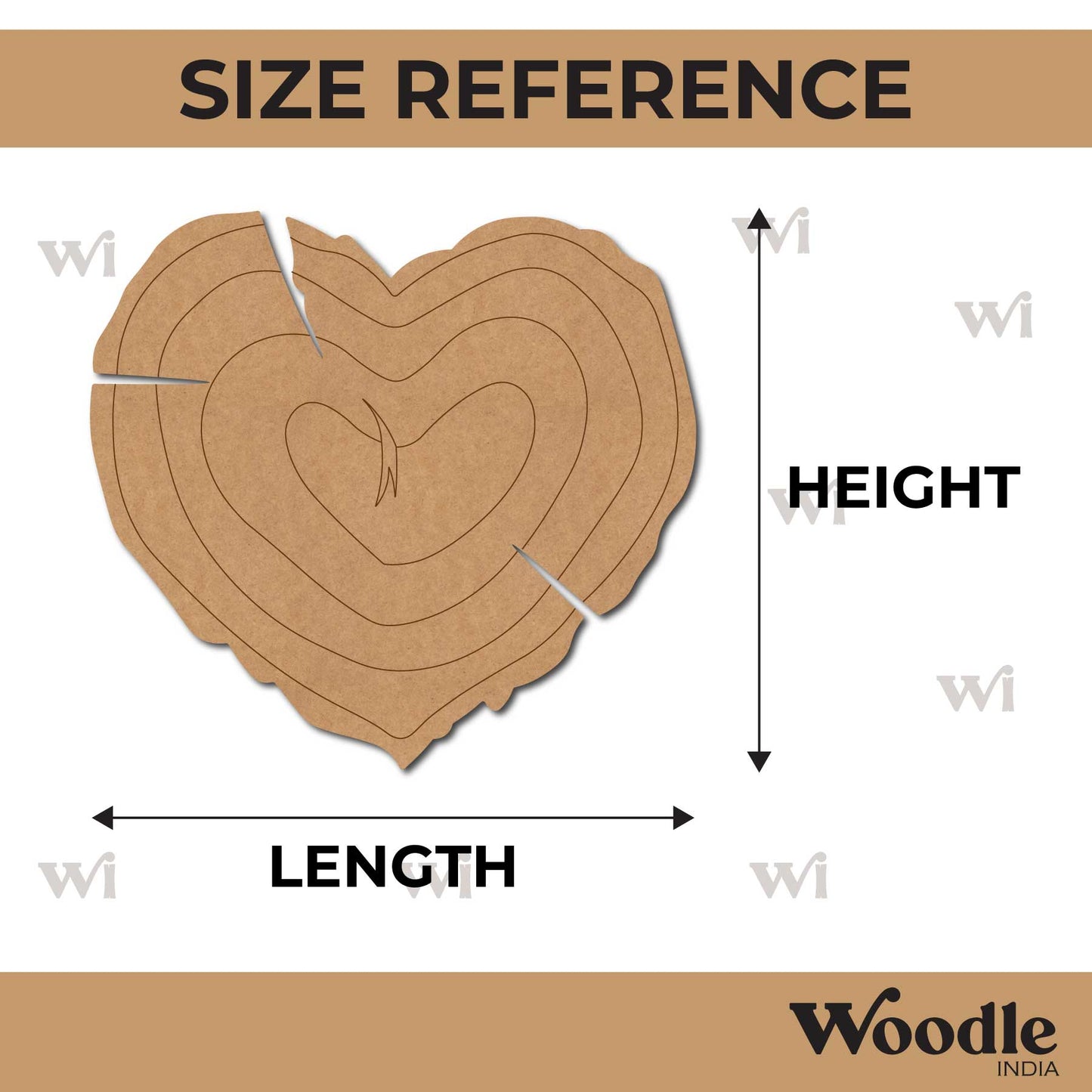 Wooden Log Slice Heart Pre Marked MDF Design 1