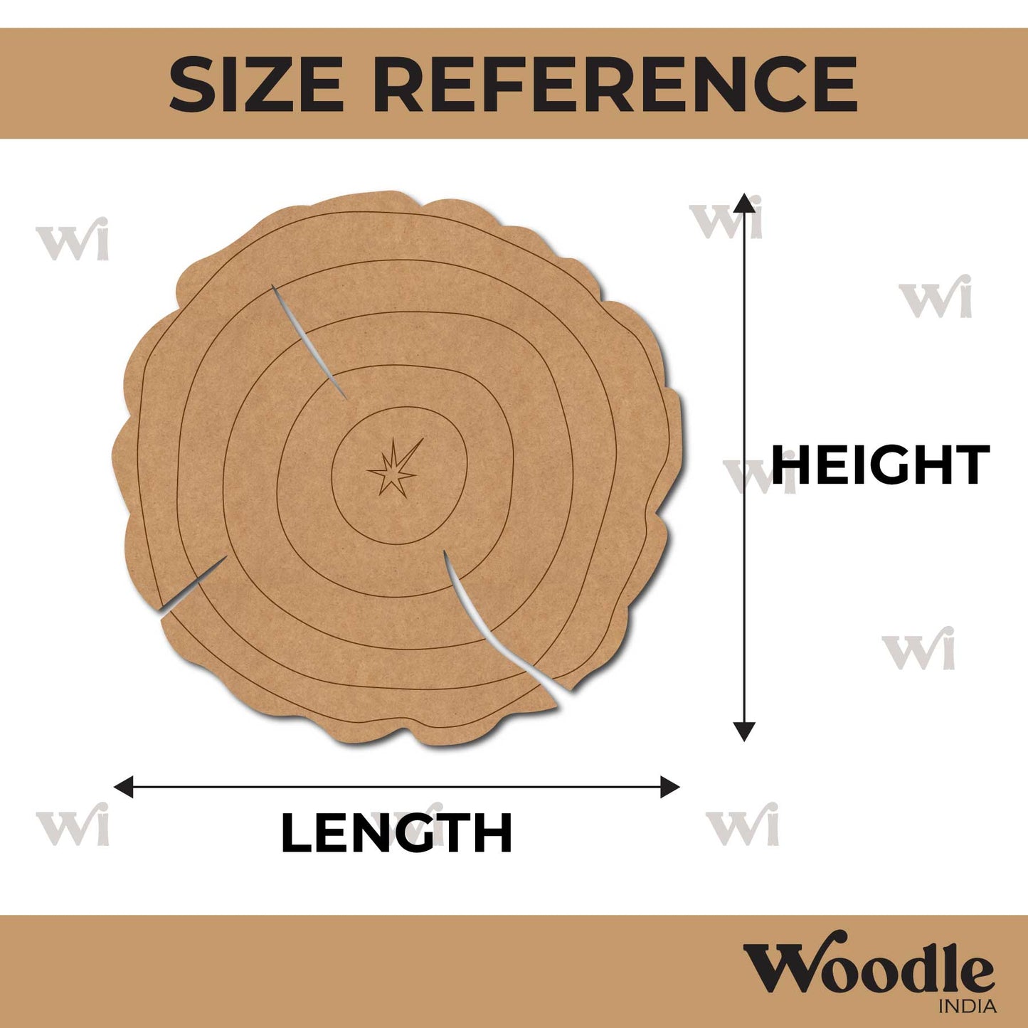 Wooden Log Slice Pre Marked MDF Design 1