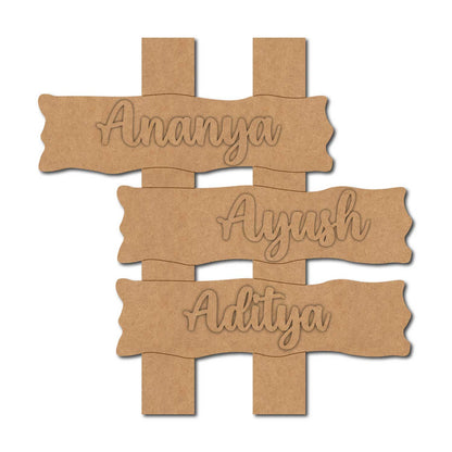Wooden Shape Plank Nameplate MDF Design 1