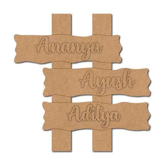Wooden Shape Plank Nameplate MDF Design 1