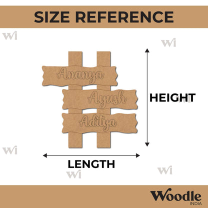 Wooden Shape Plank Nameplate MDF Design 1