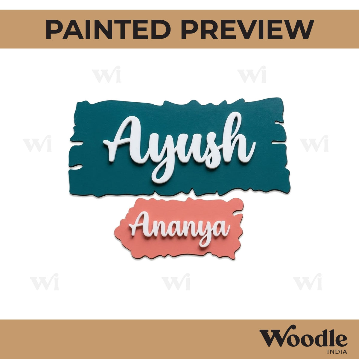 Wooden Shape Plank Nameplate MDF Design 2