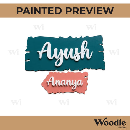 Wooden Shape Plank Nameplate MDF Design 2
