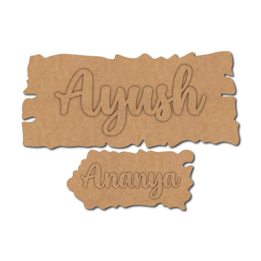 Wooden Shape Plank Nameplate MDF Design 2