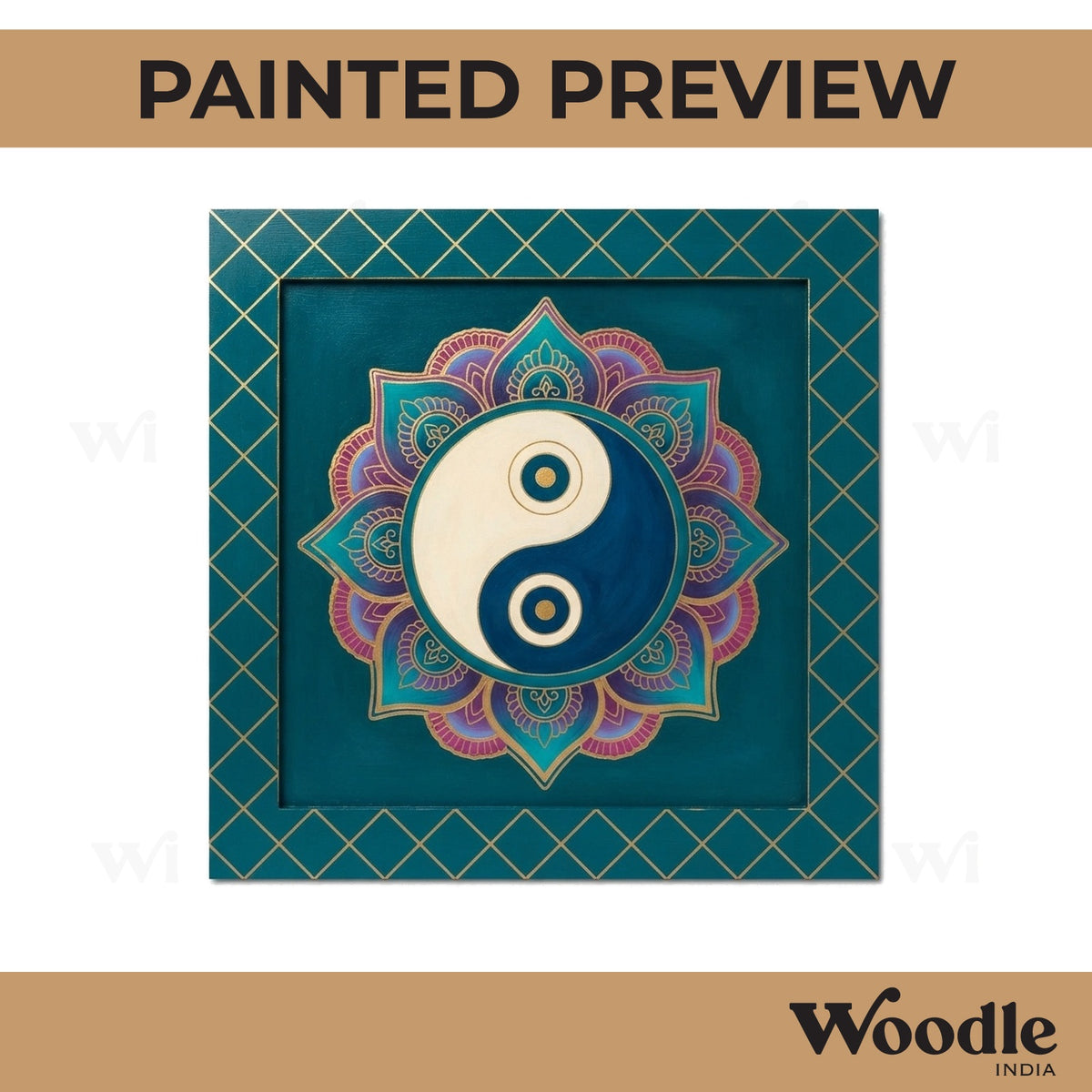 Yin Yang Mandala Pre Marked Square MDF Design 1