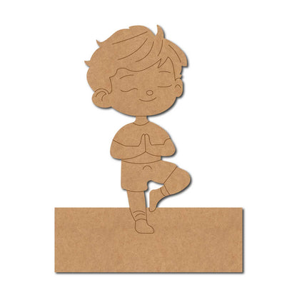 Yoga Boy Nameplate Pre Marked MDF Design 1