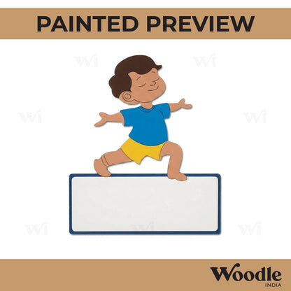 Yoga Boy Nameplate Pre Marked MDF Design 4