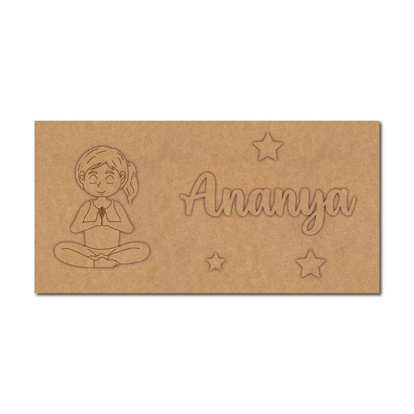 Yoga Girl Kids Nameplate MDF Design 1