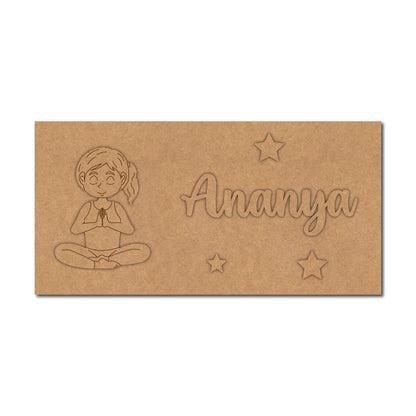 Yoga Girl Kids Nameplate MDF Design 1
