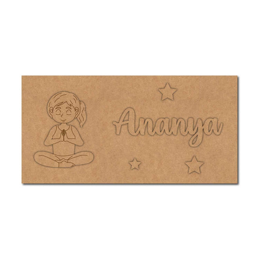 Yoga Girl Kids Nameplate MDF Design 1