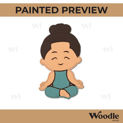 Yoga Girl Meditating Pre Marked MDF Design 1