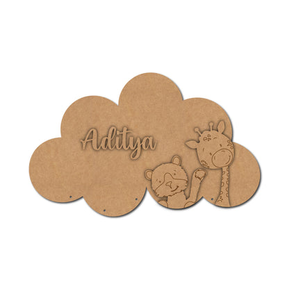 Animals Cloud Nameplate MDF Design 1